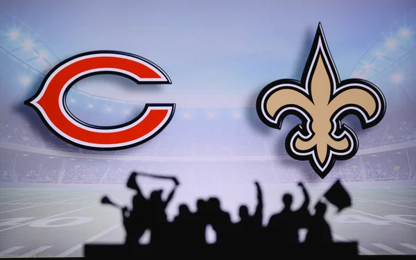 Chicago Bears New Orleans Saints Поддержка Болельщиков Nfl Game Силуэт — стоковое фото