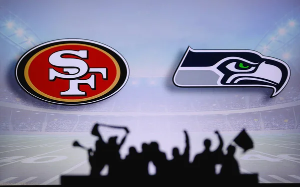 San Francisco 49Ers Kontra Seattle Seahawks Fani Wspierają Nfl Game — Zdjęcie stockowe