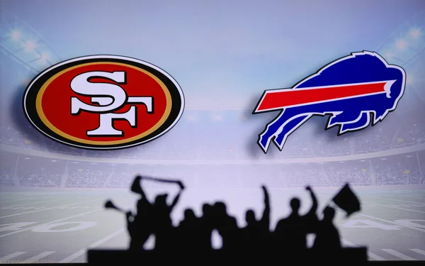 San Francisco 49Ers Buffalo Bills Fans Support Nfl Game Silhouette — Stock Photo, Image
