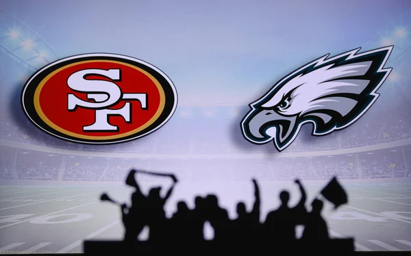 San Francisco 49Ers Philadelphia Eagles Fans Apoyo Juego Nfl Silueta — Foto de Stock