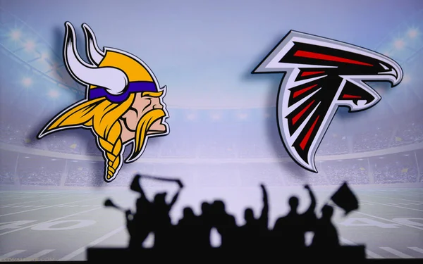 Minnesota Vikings Mot Atlanta Falcons Fans Stöd Nfl Game Silhuett — Stockfoto