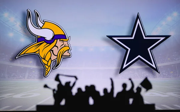 Minnesota Vikings Dallas Cowboys Fans Support Nfl Game Silhouette Supporters — Stock Photo, Image
