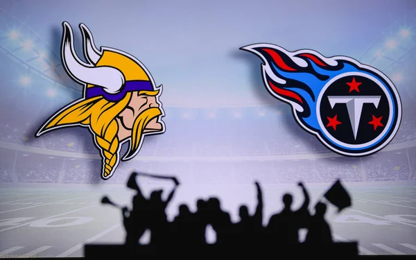 Minnesota Vikings Tennessee Titans Fans Support Nfl Game Silhouette Supporters — Stock Photo, Image
