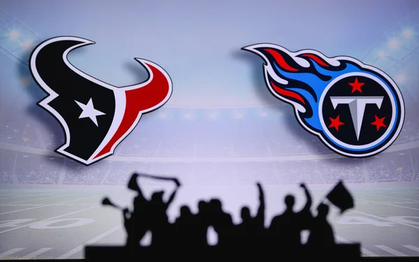 Houston Texans Tennessee Titans Fans Support Nfl Game Silhouette Supporters — Stock Photo, Image