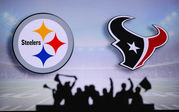 Pittsburgh Steelers Gegen Houston Texans Fans Unterstützen Nfl Spiel Silhouette — Stockfoto