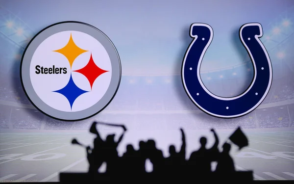 Pittsburgh Steelers Kontra Indianapolis Colts Rajongók Támogatják Nfl Game Silhouette — Stock Fotó