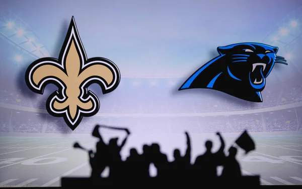 New Orleans Saints Carolina Panthers Fans Stöd Nfl Game Silhuett — Stockfoto