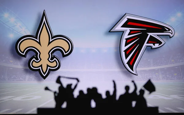 New Orleans Saints Atlanta Falcons Fans Apoyo Juego Nfl Silueta — Foto de Stock