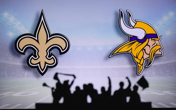 New Orleans Saints Minnesota Vikings Fans Support Nfl Game Silhouette — Stock Photo, Image