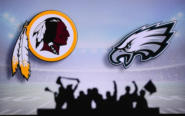 Washington Redskins Philadelphia Eagles Fans Apoyo Juego Nfl Silueta Los — Foto de Stock