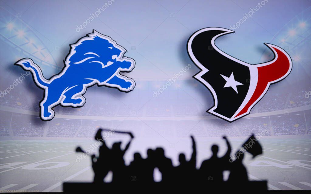 Detroit Lions vs. Houston Texans. Fans apoyo en el juego de la NFL