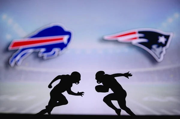 Buffalo Bills New England Patriots Affiche Match Nfl Deux Joueurs — Photo