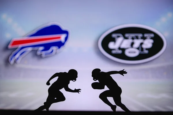 Buffalo Bills New York Jets Cartaz Nfl Dois Jogadores Futebol — Fotografia de Stock