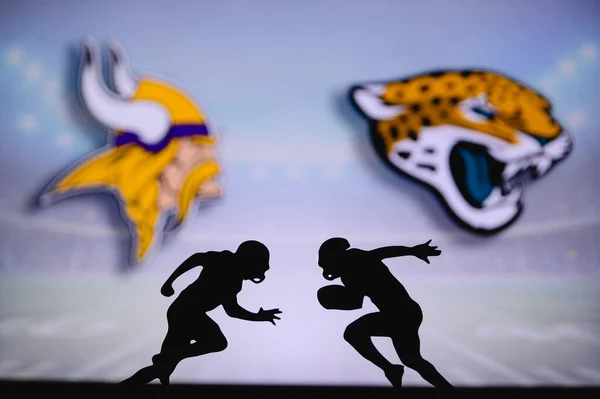 Minnesota Vikings Jacksonville Jaguars Cartaz Nfl Dois Jogadores Futebol Americano — Fotografia de Stock