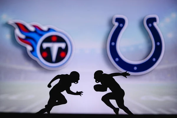 Tennessee Titans Kontra Indianapolis Colts Nfl Meccs Poszter Két Amerikai — Stock Fotó