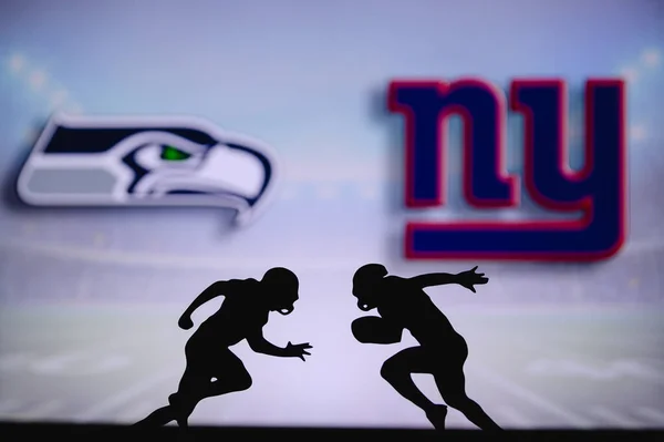 Seattle Seahawks Mot New York Giants Nfl Matchningsaffisch Två Amerikanska — Stockfoto