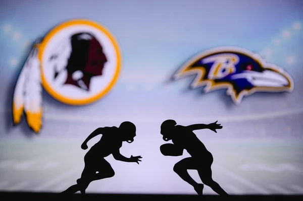 Washington Redskins Kontra Baltimore Ravens Nfl Meccs Poszter Két Amerikai — Stock Fotó