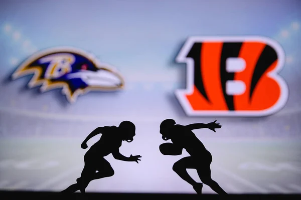 Baltimore Ravens Kontra Cincinnati Bengals Nfl Meccs Poszter Két Amerikai — Stock Fotó