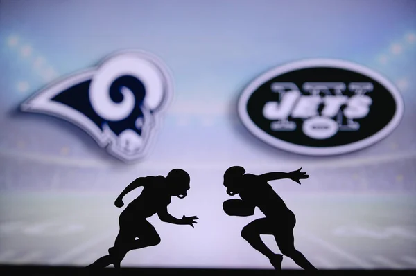 Los Angeles Rams New York Jets Karşı Nfl Maç Posteri — Stok fotoğraf