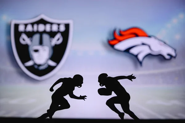 Las Vegas Raiders Gegen Denver Broncos Nfl Spielplakat Zwei American — Stockfoto