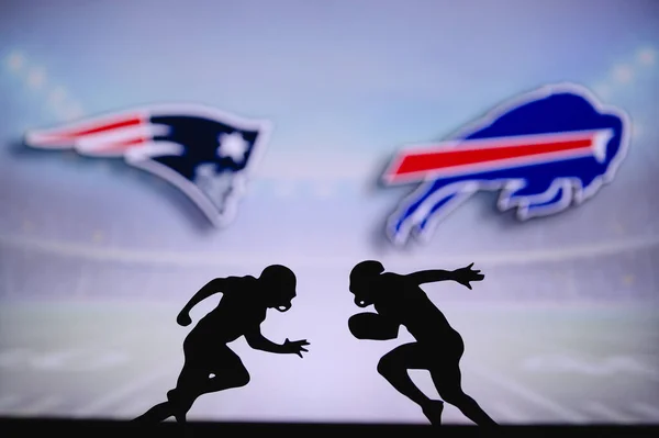 New England Patriots Buffalo Bills Cartaz Nfl Dois Jogadores Futebol — Fotografia de Stock
