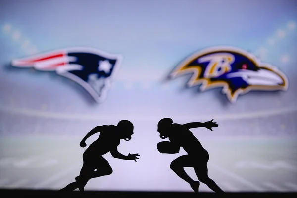 New England Patriots Gegen Baltimore Ravens Nfl Spielplakat Zwei American — Stockfoto