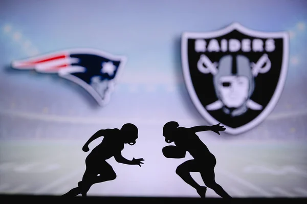 New England Patriots Las Vegas Raiders Affiche Match Nfl Deux — Photo