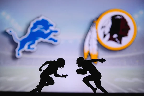 Detroit Lions Washington Redskins Karşı Nfl Maç Posteri Sahada Karşı — Stok fotoğraf