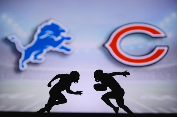 Detroit Lions Kontra Chicago Bears Nfl Meccs Poszter Két Amerikai — Stock Fotó