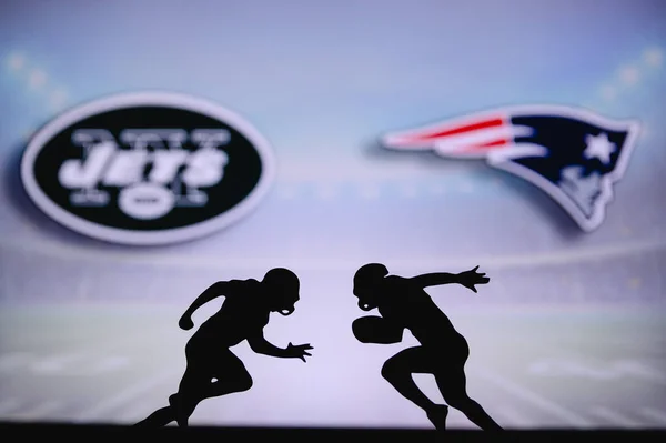 New York Jets New England Patriots Affiche Match Nfl Deux — Photo