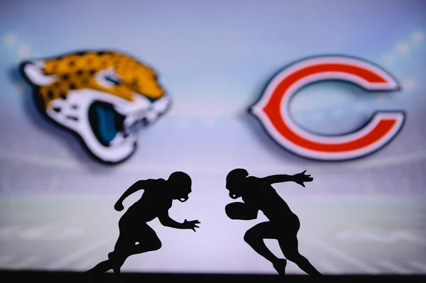 Jacksonville Jaguar Kontra Chicago Bears Nfl Meccs Poszter Két Amerikai — Stock Fotó