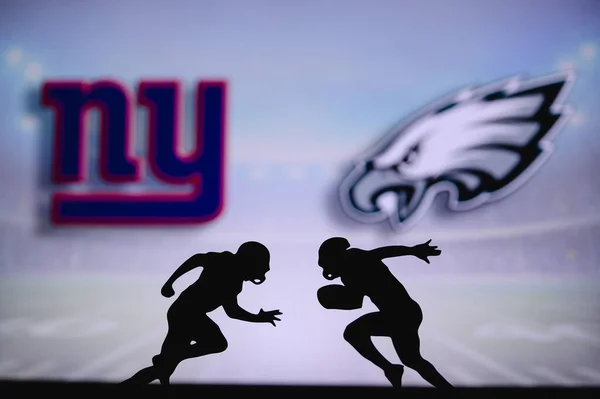 New York Giants Philadelphia Eagles Cartaz Nfl Dois Jogadores Futebol — Fotografia de Stock