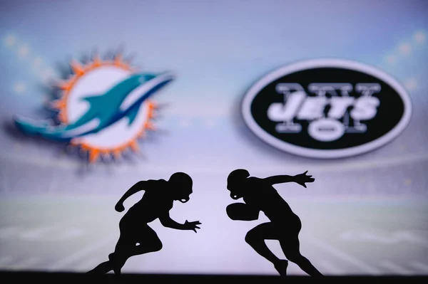 Les Dolphins Miami Contre Les Jets New York Affiche Match — Photo