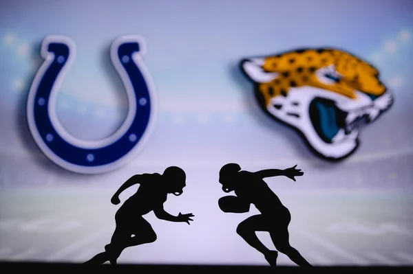 Indianapolis Colts Jacksonville Jaguars Nfl Matchposter Twee Amerikaanse Football Spelers — Stockfoto