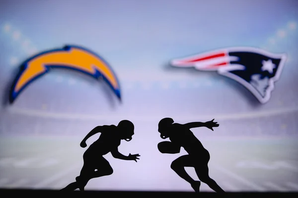 Los Angeles Chargers New England Patriots 입니다 Nfl 포스터 실루엣 — 스톡 사진