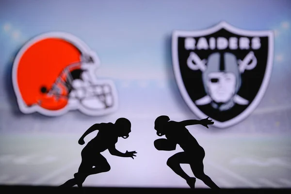 Cleveland Browns Kontra Las Vegas Raiders Nfl Meccs Poszter Két — Stock Fotó