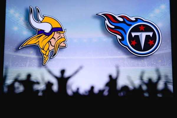 Minnesota Vikings Tennessee Titans Fans Support Nfl Game Silhouette Supporters — Stock Photo, Image