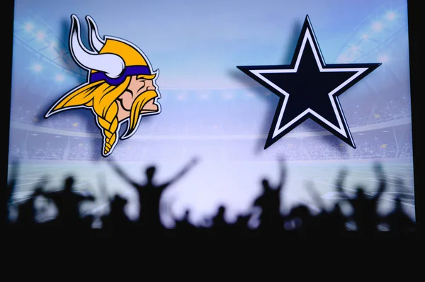 Minnesota Vikings Kontra Dallas Cowboys Fani Wspierają Nfl Game Sylwetka — Zdjęcie stockowe