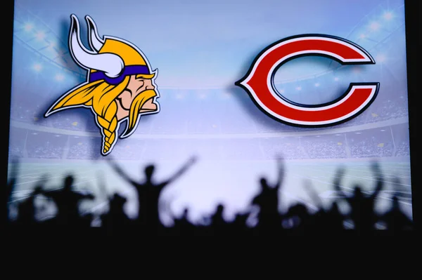 Minnesota Vikings Chicago Bears Fans Support Nfl Game Silhouette Supporters — Stock Photo, Image