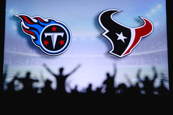 Tennessee Titans Mot Houston Texans Fans Stöd Nfl Game Silhuett — Stockfoto