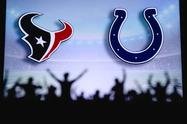 Houston Texans Indianapolis Colts Fãs Apoiam Nfl Game Silhueta Apoiantes — Fotografia de Stock