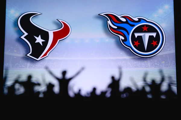 Houston Texans Tennessee Titans Fans Support Nfl Game Silhouette Supporters — Stock Photo, Image