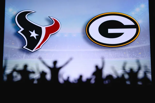 Houston Texans Green Bay Packers Fans Unterstützen Nfl Spiel Silhouette — Stockfoto