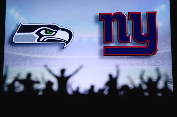 Seattle Seahawks New York Giants Fans Apoyo Juego Nfl Silueta —  Fotos de Stock