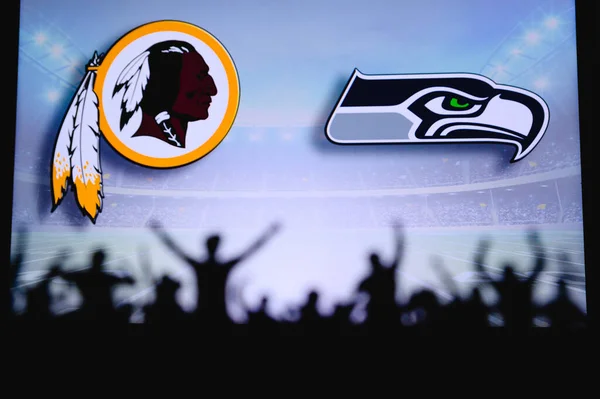 Washington Redskins Seattle Seahawks Fans Support Nfl Game Silhouette Supporters — Stock Photo, Image