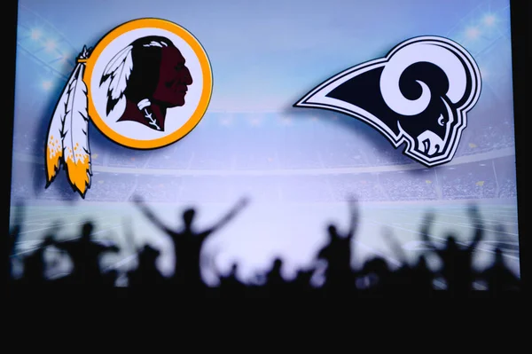 Washington Redskins Los Angeles Rams Fans Support Nfl Game Silhouette — Stock Photo, Image