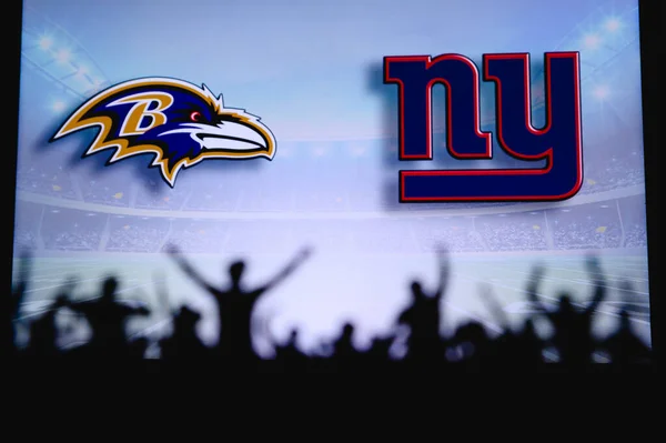 Baltimore Kuzgunları New York Giants Karşı Taraftarlar Nfl Game Destekliyor — Stok fotoğraf