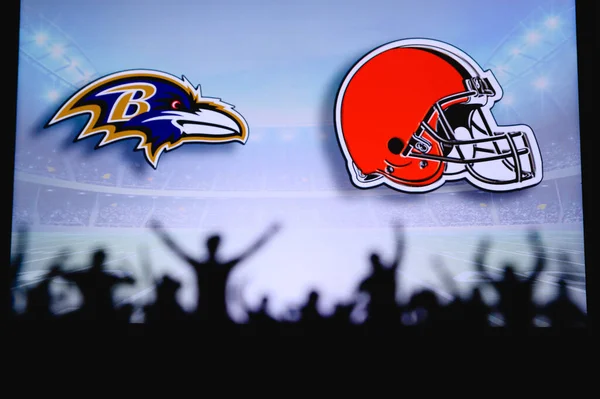 Baltimore Ravens Gegen Cleveland Browns Fans Unterstützen Nfl Spiel Silhouette — Stockfoto