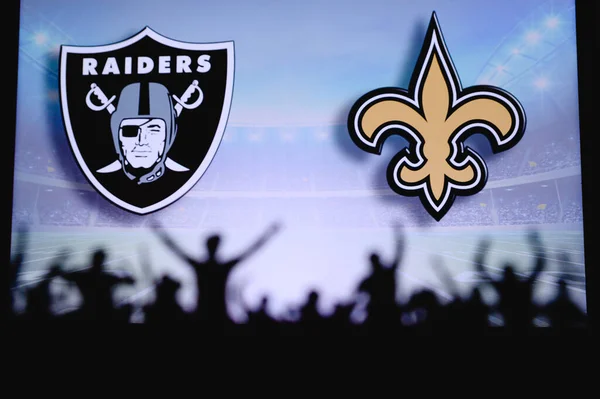 Las Vegas Raiders New Orleans Saints Fans Apoyo Juego Nfl — Foto de Stock