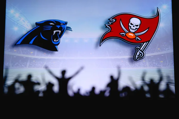 Carolina Panthers Tampa Bay Buccaneers Fans Support Nfl Game Silhouette — Stock Photo, Image